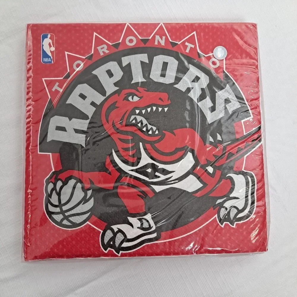 NBA Toronto Raptors Basketball Luncheon Party Napkins Red Black Silver 16 Count